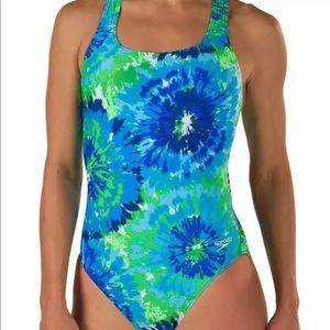 Speedo Burst Drop Blue Green Sports Swimsuit